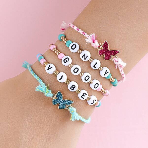 

5pcs Toddler Girls Butterfly Decor Bracelet, Multicolor