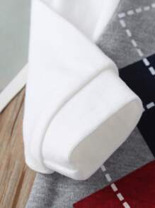 Đứa bé trai 2 trong1 In Argyle Nơ mặt trước Áo liền quần - Nhiều màu - Xem 3