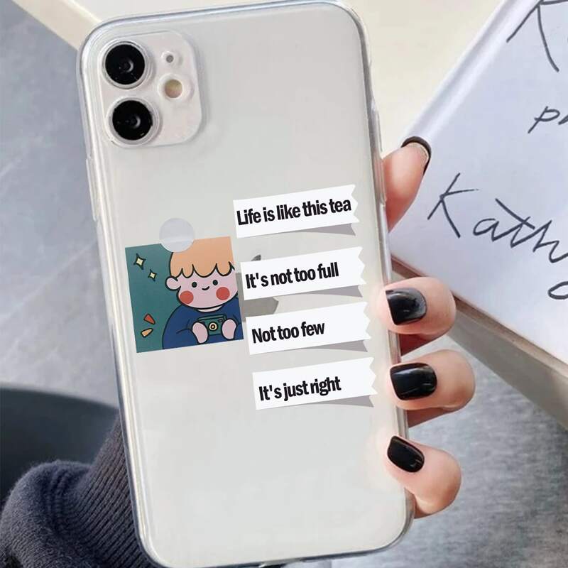

Cartoon Boy & Letter Graphic Phone Case, Multicolor