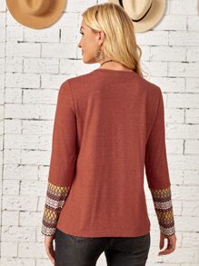 EMERY ROSE Geo Print Tee - Rust Brown - View 2