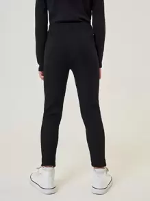 SHEIN Tween Girl Rib-Knit Leggings - Black - View 2