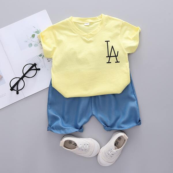 

Toddler Boys Letter Graphic Tee & Shorts, Multicolor
