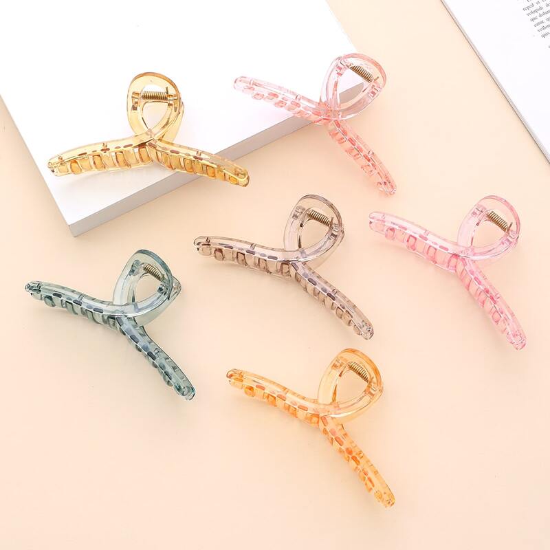 

2pcs Random Clear Hair Claw, Multicolor