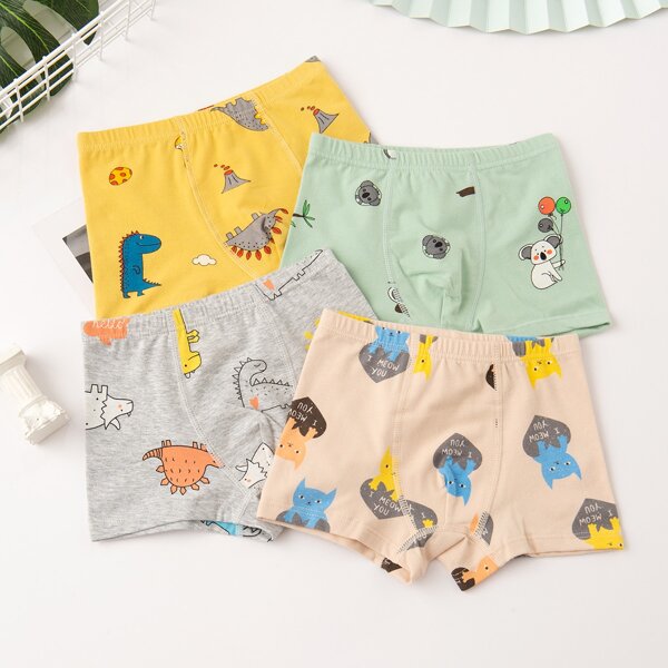 

Boys 4pcs Dinosaur And Koala Print Boxer Brief, Multicolor