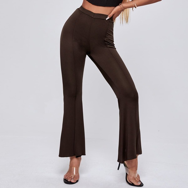 

Solid Flare Leg Pants, Chocolate brown