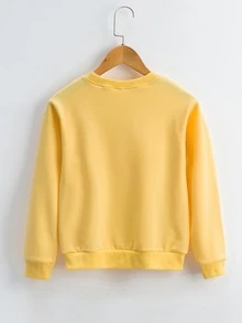 SHEIN Áo nỉ Trai Hoạt hình Lá thư Giải trí - Màu vàng - Xem 2