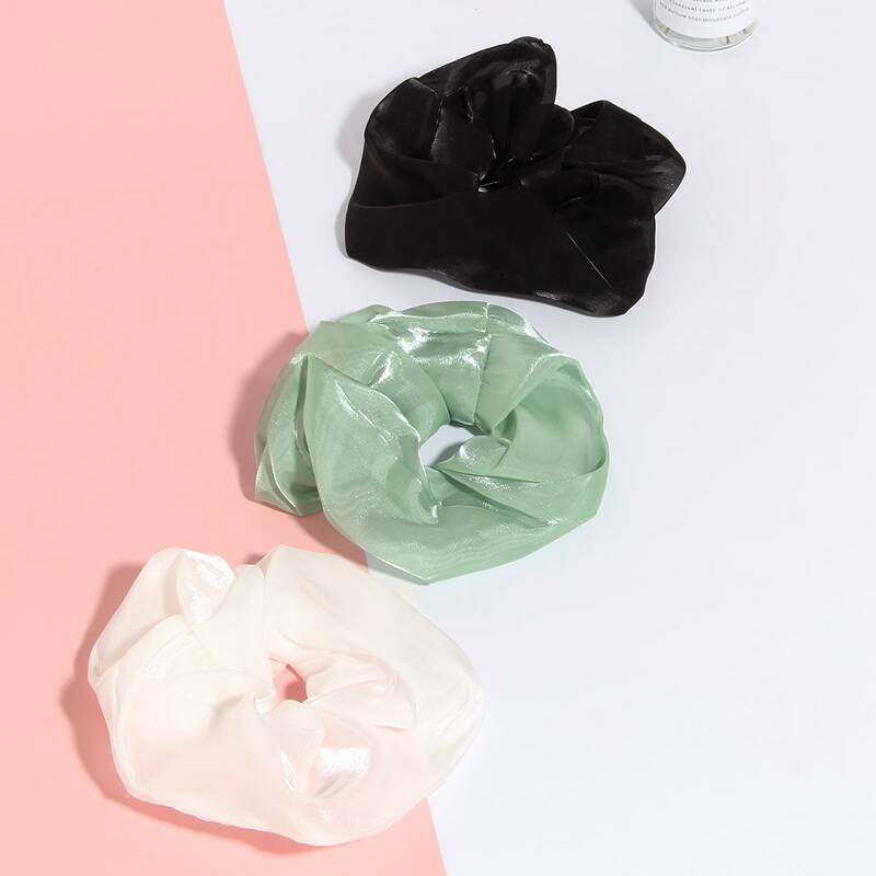 

3pcs Solid Scrunchie, Multicolor