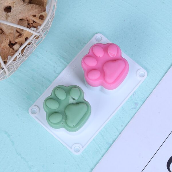 

1pc 2 Grid Paw Pudding Mold, White