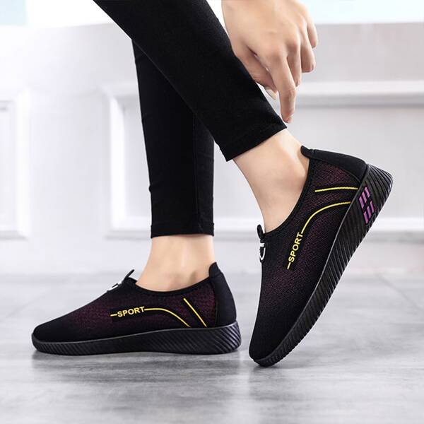 

Letter Graphic Slip On Sneakers, Black