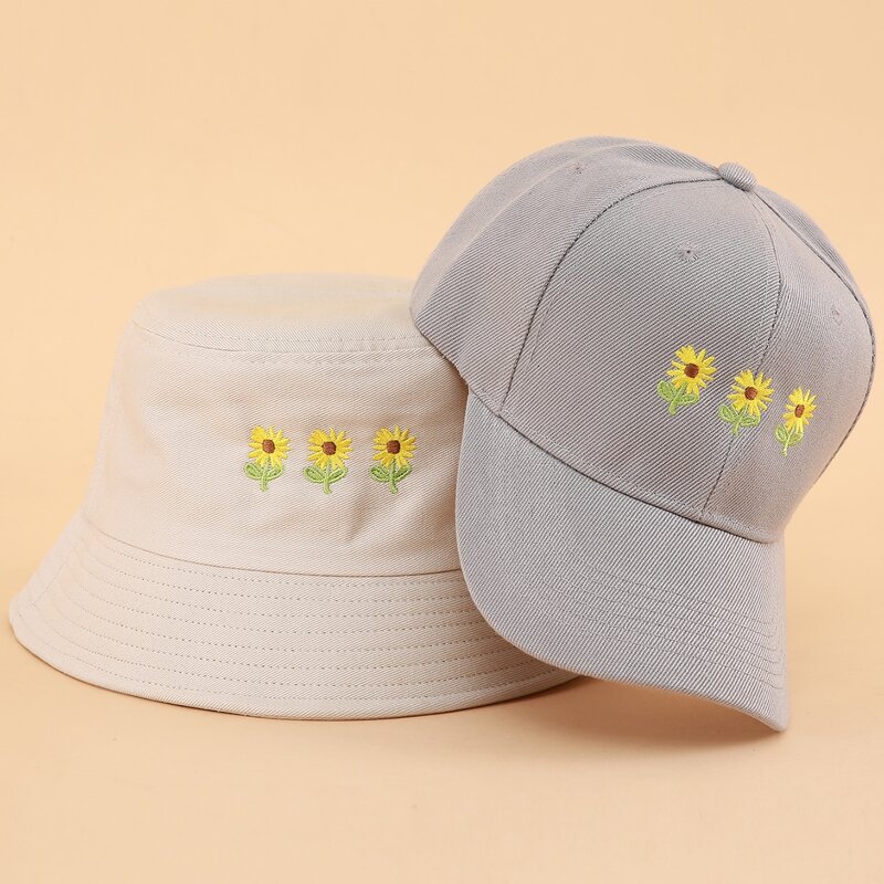 

2pcs Flower Bucket Hat & Baseball Cap, Multicolor