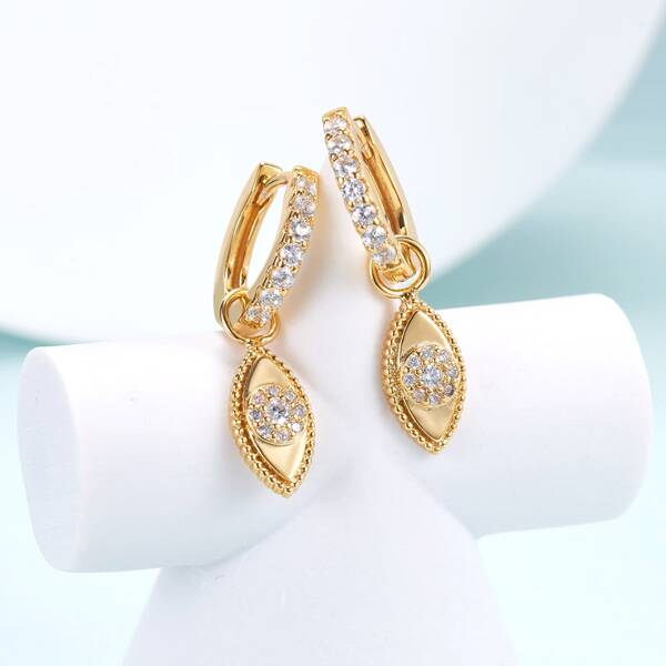 

18K Gold Plated Zircon Eye Earrings