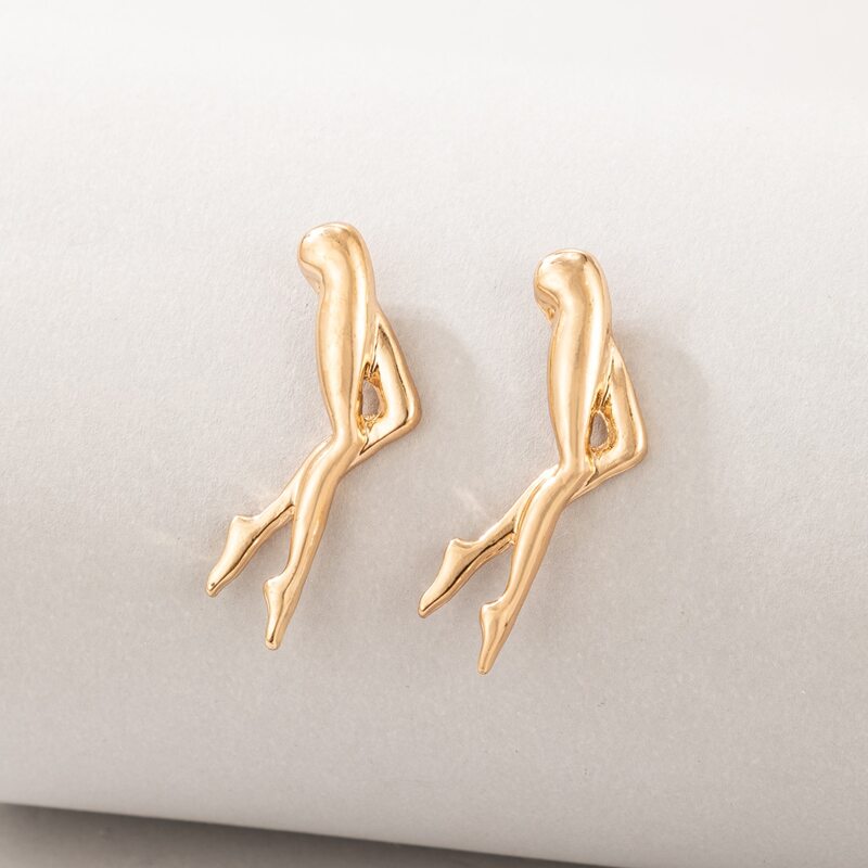 

Leg Design Stud Earrings, Gold