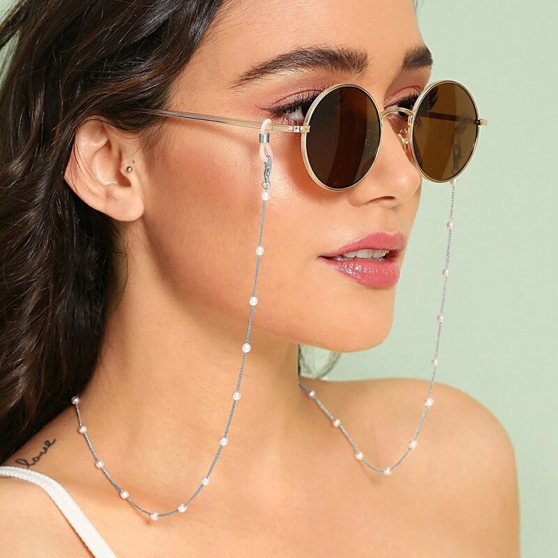 

Faux Pearl Decor Glasses Chain, Silver