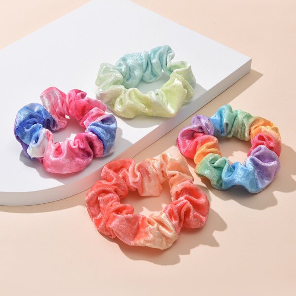 

4pcs Pleated Hair Tie, Multicolor