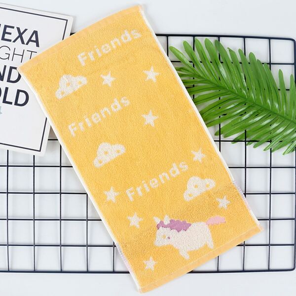 

1pc Cartoon Unicorn Pattern Towel, Yellow