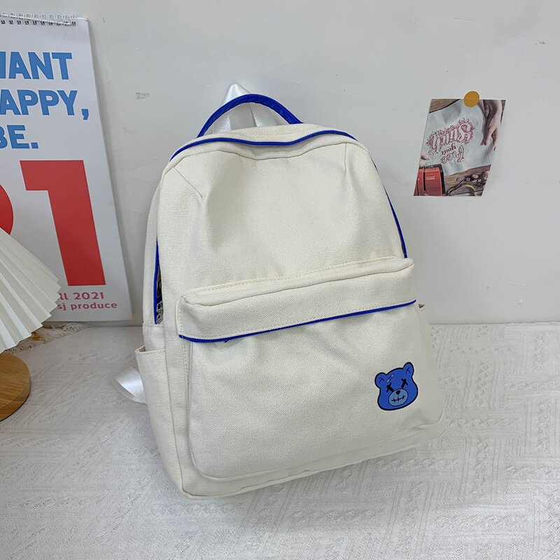 

Cartoon Bear Print Backpack, Blue