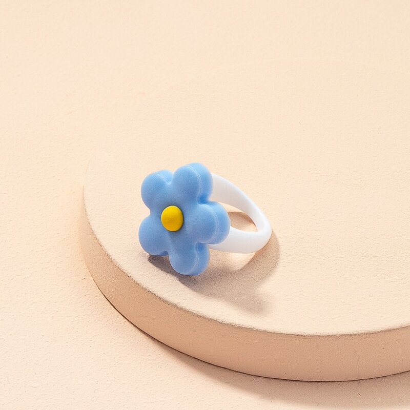 

1pc Floral Decor Ring, Blue
