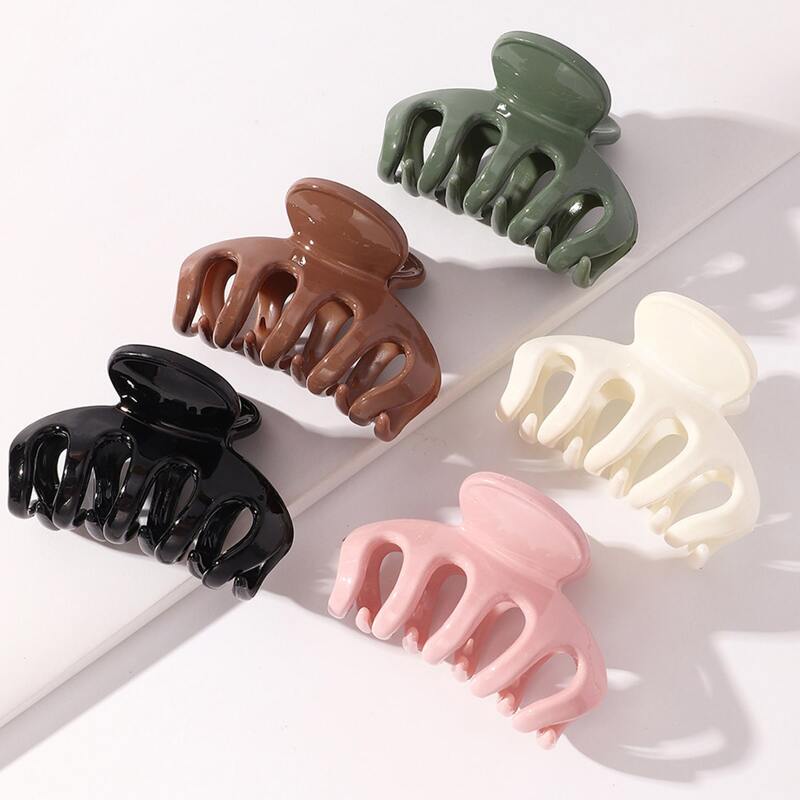 

5pcs Solid Hair Claw, Multicolor
