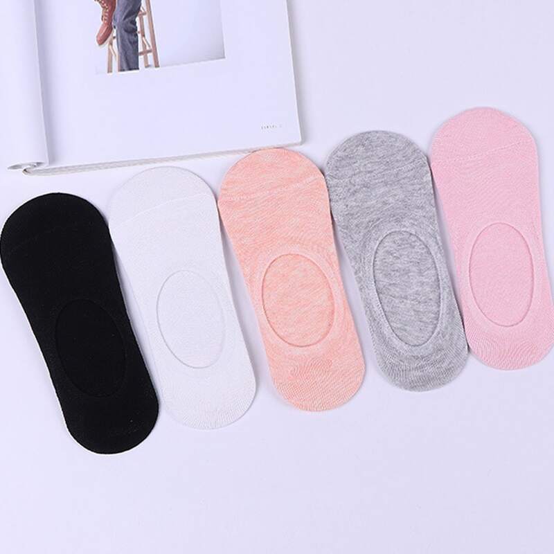 

5pairs Solid Invisible Socks, Multicolor