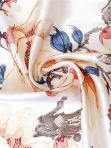 波西米亞風花卉印花圍巾 - 白色 - 查看 4