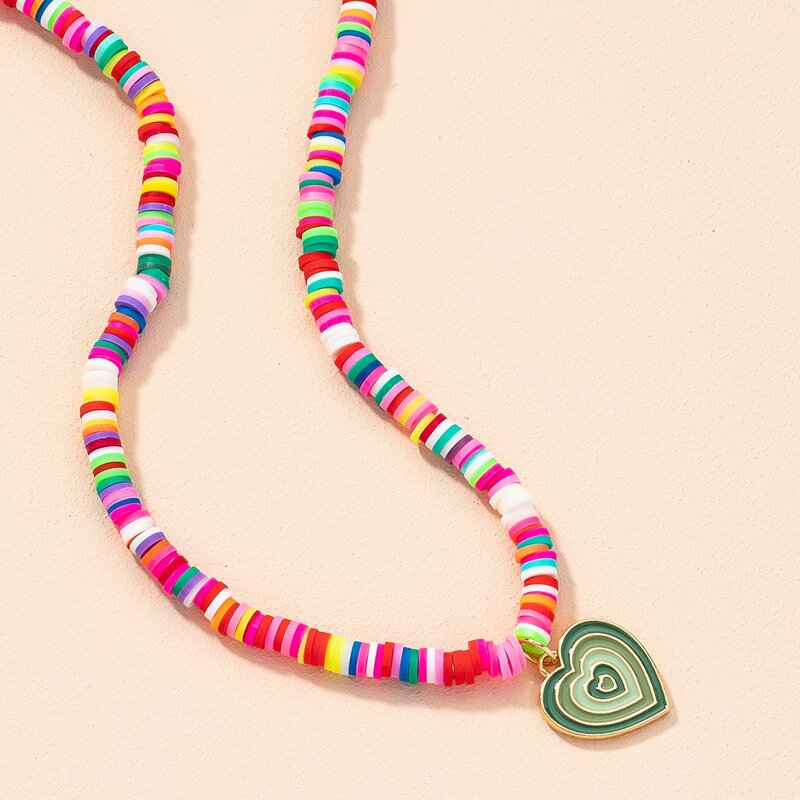 

1pc Heart Pendant Necklace, Multicolor