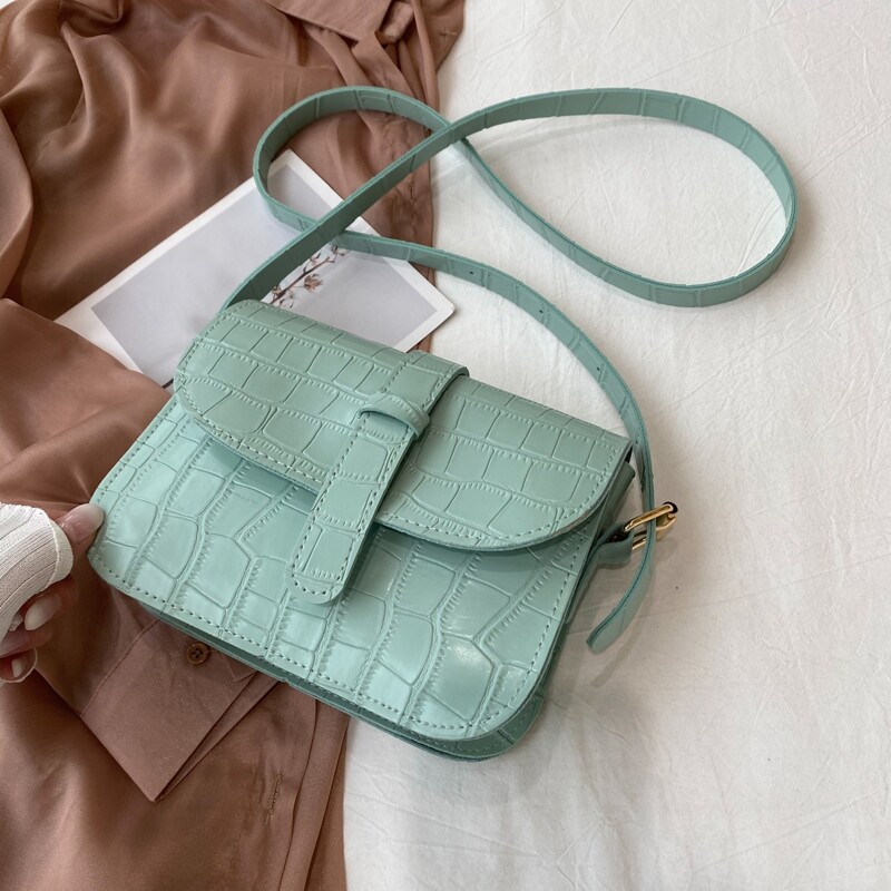 

Croc Embossed Flap Crossbody Bag, Green