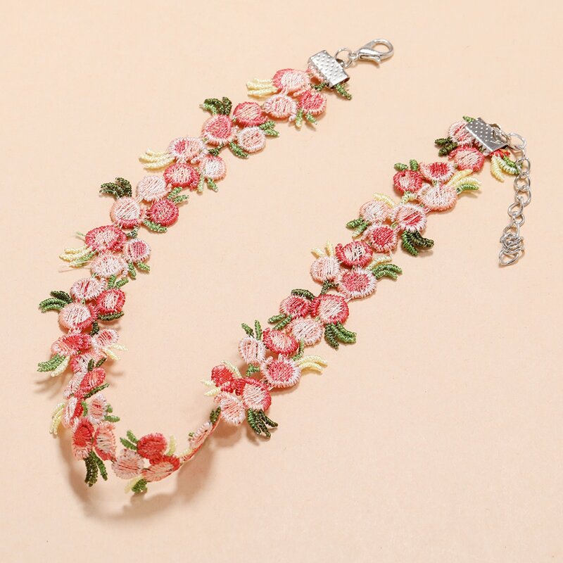 

Floral Guipure Lace Bracelet, Pink