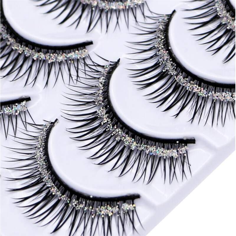 

5pairs Bling Fake Eyelashes, Black