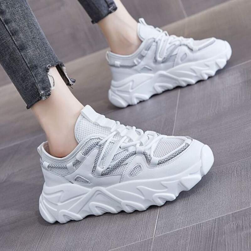 

Lace-up Decor Chunky Sneakers, White