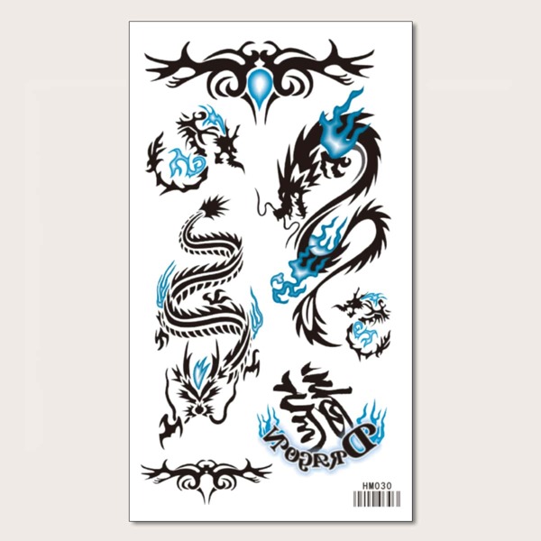 

1sheet Chinese Dragon Tattoo Sticker, Black