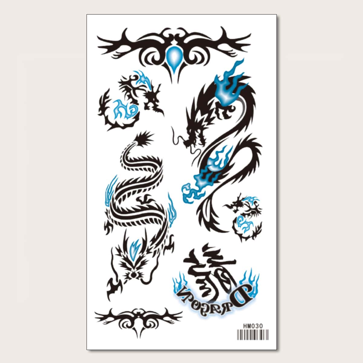 

1sheet Chinese Dragon Tattoo Sticker, Black