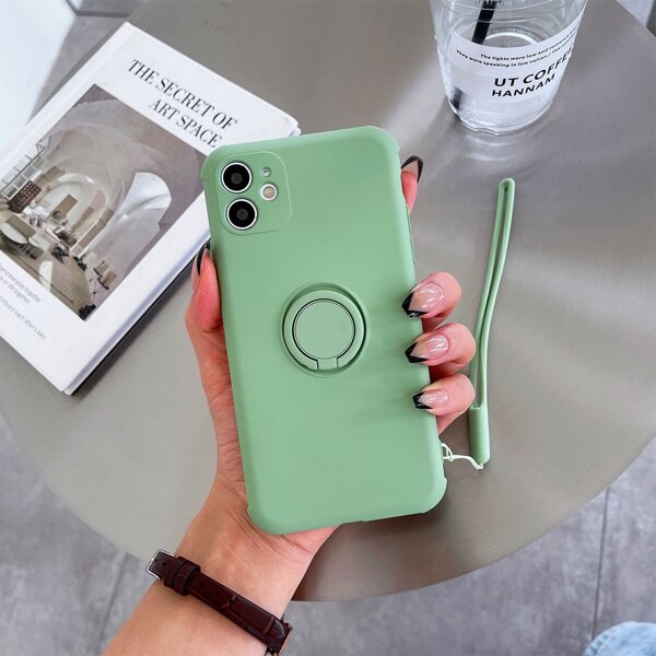 

Plain Phone Case With Ring Holder & Lanyard, Green
