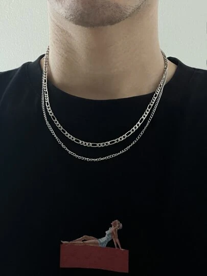 Hombres de moda y populares Collar en capas simple y elegante Estilo punk hip pop para regalo de joyería y para una apariencia elegante