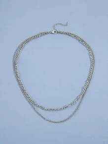 Minimalist Layered Necklace - Silver - View 2