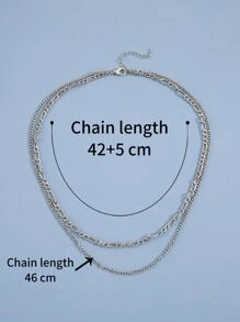 Minimalist Layered Necklace - Silver - View 4