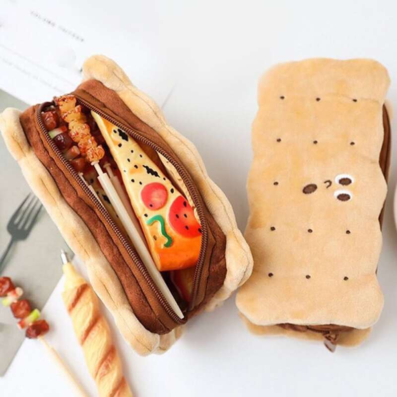 

Plush Biscuit Pencil Case, Khaki
