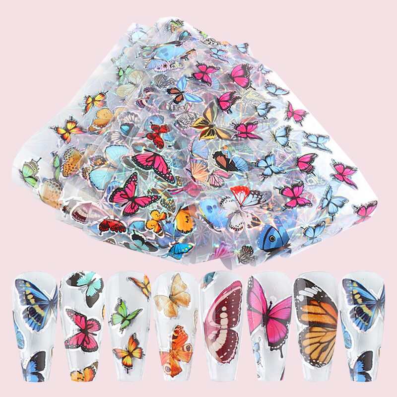 

10sheets Butterfly Pattern Laser Nail Art Sticker, Multicolor