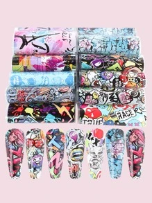 10sheets Cartoon Graphic Nail Art Sticker - Multicolor - View 1