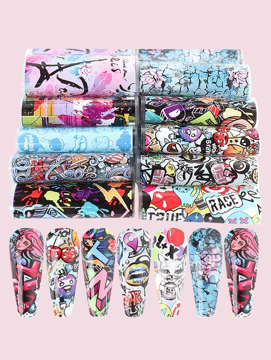 10sheets Cartoon Graphic Nail Art Sticker - Multicolor - View 1