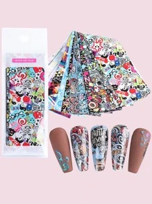 10sheets Cartoon Graphic Nail Art Sticker - Multicolor - View 6