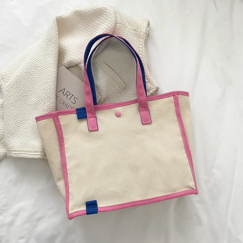 

Snap Button Tote Bag, Pink