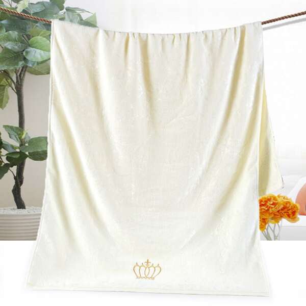 

1pc Crown Embroidery Towel, White