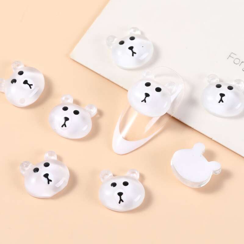 

8pcs Cartoon Bear Nail Art Decoration, White