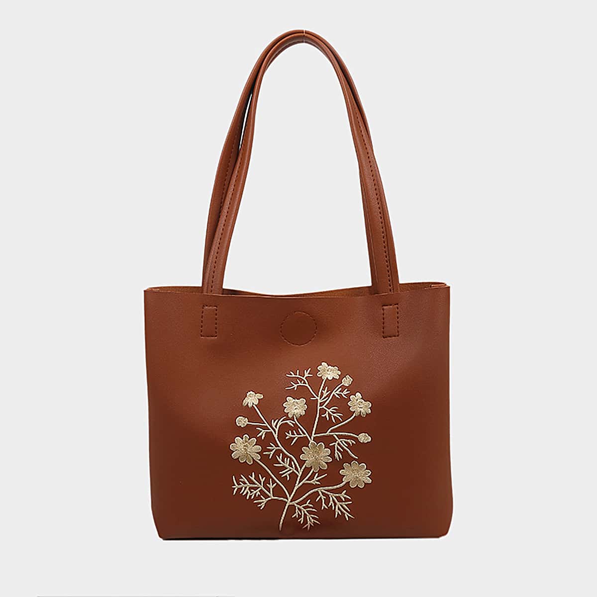 

Floral Pattern Tote Bag, Brown