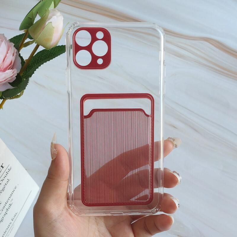 Striped Card Slot Phone Case, Clear