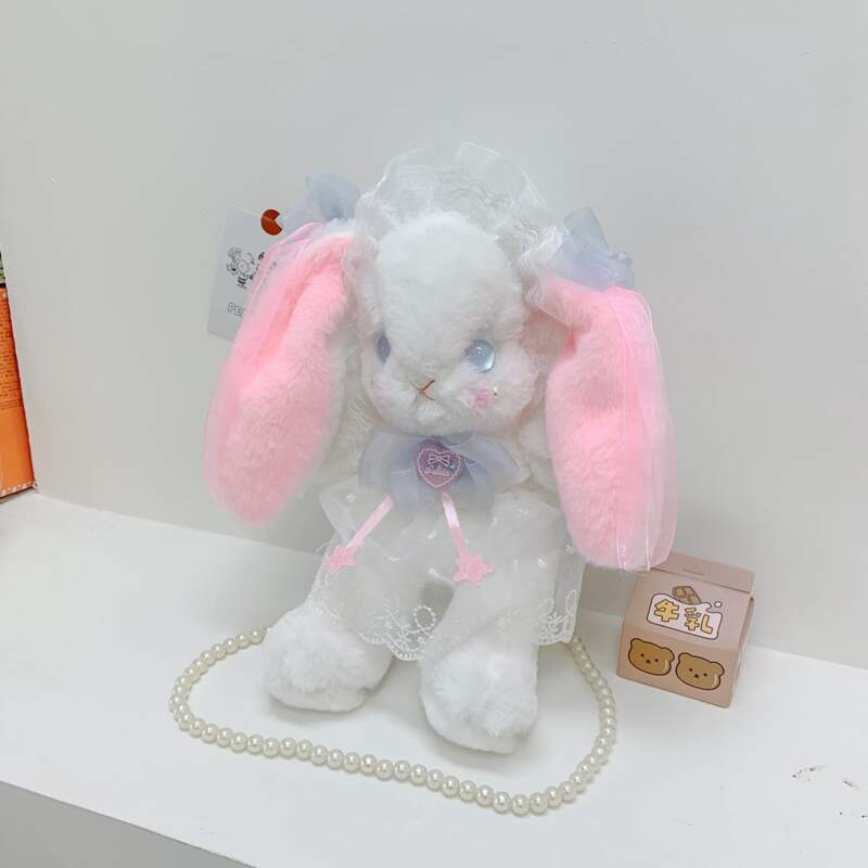 

Cartoon Rabbit Shaped Faux Pearl Strap Bag, Beige
