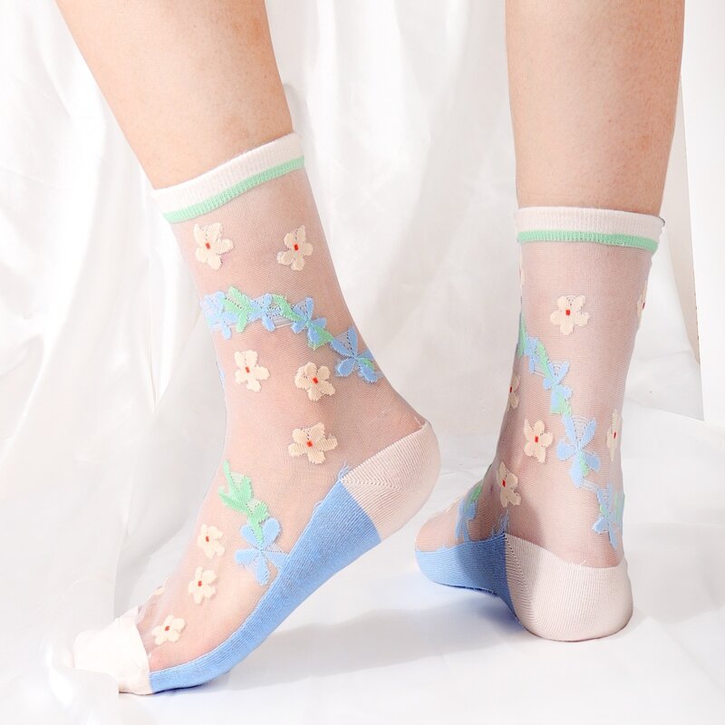 

Floral Print Crew Socks, Multicolor