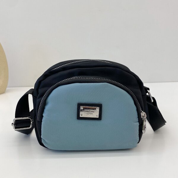 

Two Tone Metal Decor Crossbody Bag, Multicolor