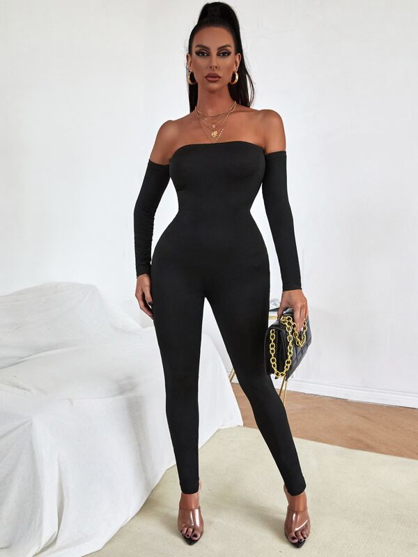 SHEIN SXY Off Shoulder Bodycon Jumpsuit