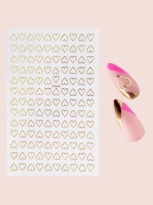 1sheet Heart Nail Art Sticker Nail Stickers DIY - Gold - View 1